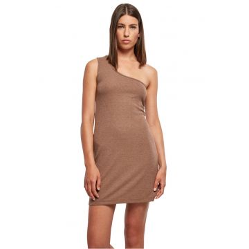 Rochie striata cu decolteu pe un umar