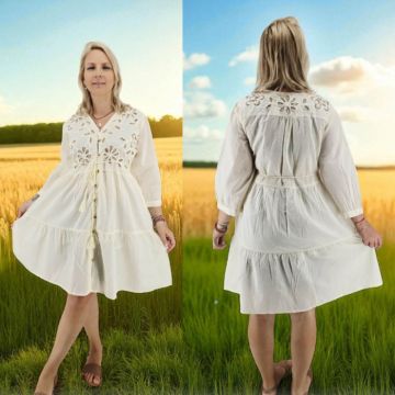 Rochie , zFloare de Grau,   cu decupaje florale si snur din rafie 2