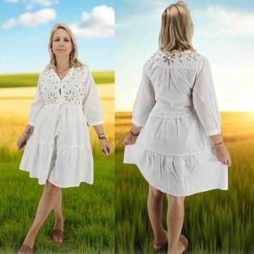 Rochie , zFloare de Grau,   cu decupaje florale si snur din rafie