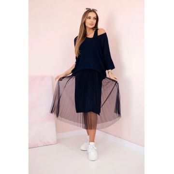 Set de rochie plisata si pulover -