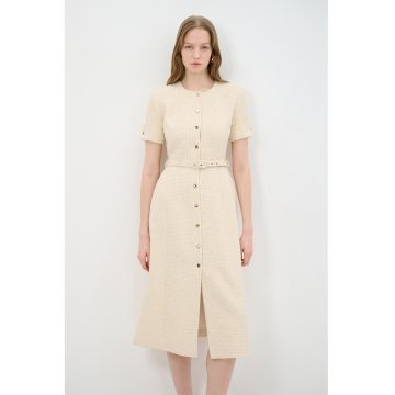 Rochie-camasa midi cu o curea in talie