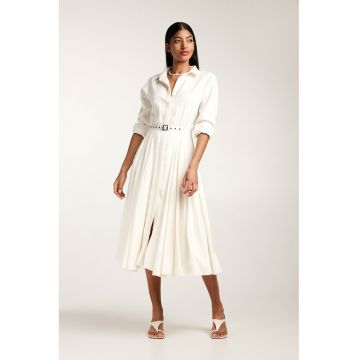 Rochie-camasa midi cu pliuri si o curea