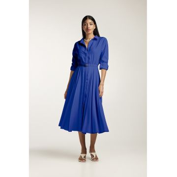Rochie-camasa midi cu pliuri si o curea