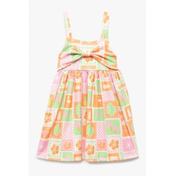 Rochie cu aplicatie funda si model tropical