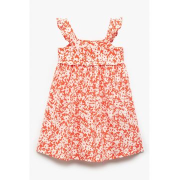 Rochie cu bretele cu volane si model floral