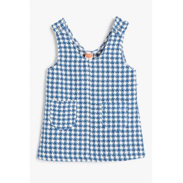 Rochie cu bretele late -capse si model in carouri