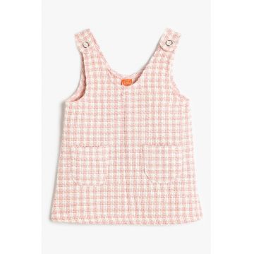 Rochie cu bretele late -capse si model in carouri