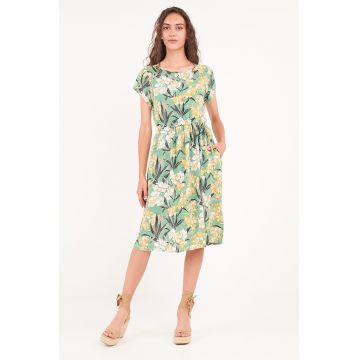 Rochie cu imprimeu - croiala A si buzunare laterale