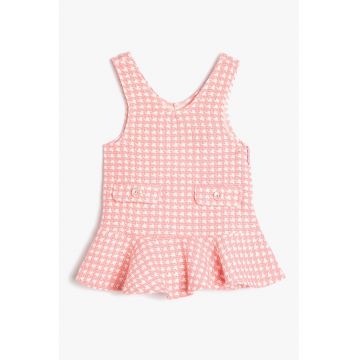 Rochie cu terminatie cu volane si model houndstooth