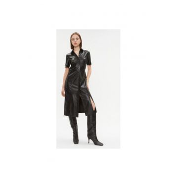 Rochie dama -  303206673 - Piele ecologica/Poliester - Negru