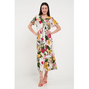 - Rochie dama cu imprimeu floral (Culoare: WHITE - Marime: S/36)