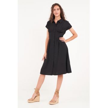 - Rochie dama tip camasa (Culoare: BLACK - Marime: L/40)