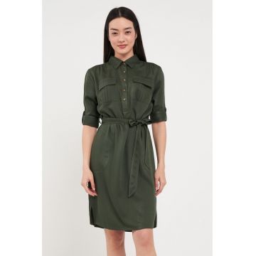 - Rochie dama tip camasa (Culoare: DARK GREEN - Marime: XL/42)