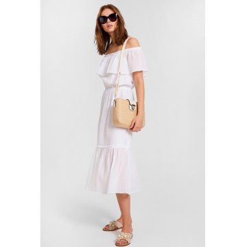 Rochie de bumbac cu decolteu pe umeri