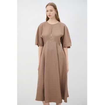 Rochie din amestec de in cu maneci medii