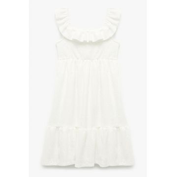 Rochie fara maneci cu garnituri cu volane