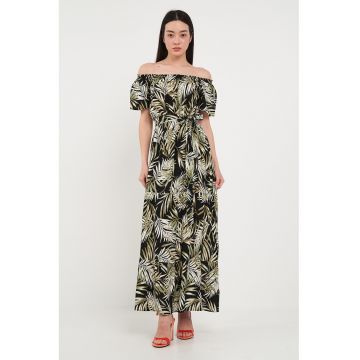 Rochie maxi cu model si decolteu pe umeri