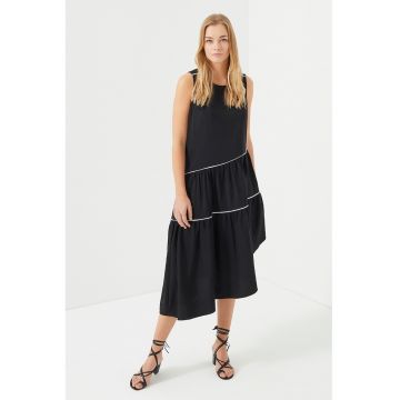 Rochie midi asimetrica cu fronseu