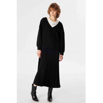 Rochie midi cu aspect 2in1 si model cu pliuri