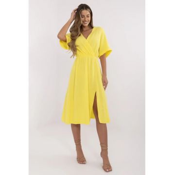 Rochie midi cu decolteu cache-couer