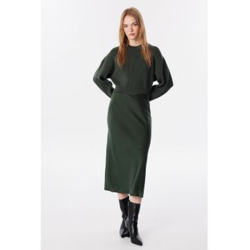 Rochie midi dreapta cu aspect 2in1