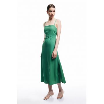 Rochie midi evazata din amestec de in