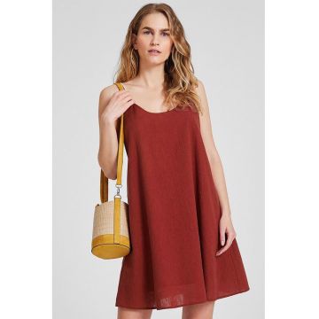 Rochie mini din amestec de in