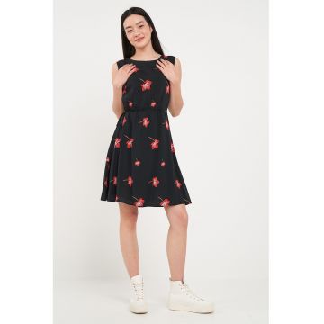 Rochie scurta cu croiala A si model floral