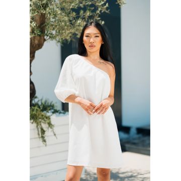 Rochie scurta cu un umar gol White 17675