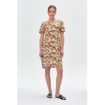Rochie scurta din in cu imprimeu