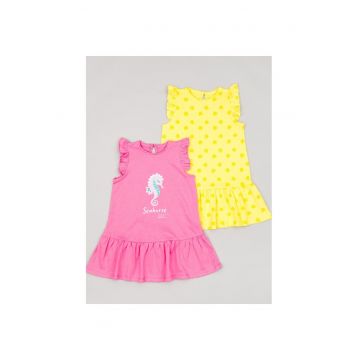 Set 2 rochii -  15800 - Bumbac - Roz/Galben