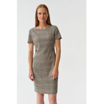 Rochie bodycon in carouri - Negru/Maro/Bej