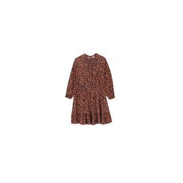 Rochie fete -  din stofa - negru/maro