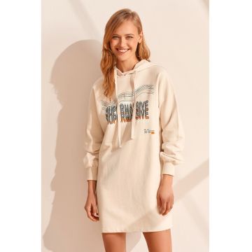 Rochie-hanorac scurta din bumbac cu design grafic