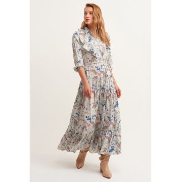 Rochie maxi cu garnituri cu volane si model