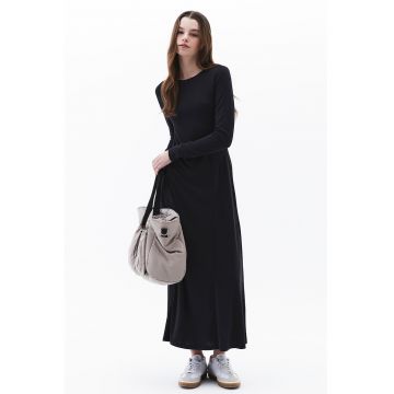 Rochie maxi din amestec de modal cu maneci lungi