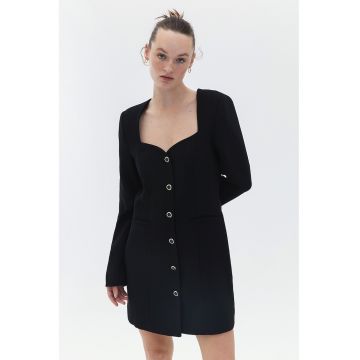 Rochie-sacou cu buzunare cu refilet
