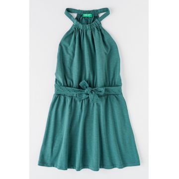 Rochie cu croiala in A si insertii de dantela Sangallo