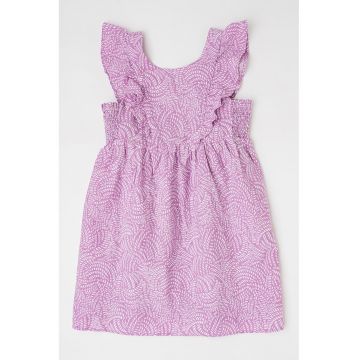Rochie din amestec de in cu model si volane
