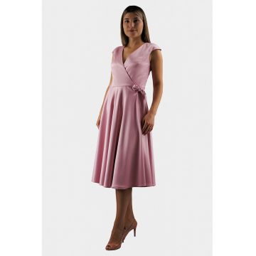 Rochie din satin cu decolteu in V