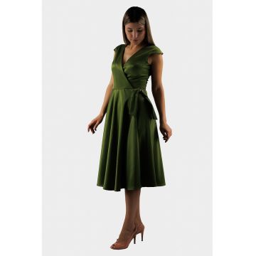 Rochie din satin cu decolteu in V