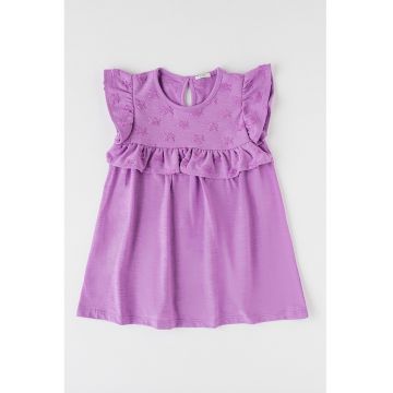 Rochie evazata cu garnituri cu volane