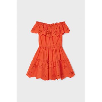 Rochie evazata cu insertii de broderie anglaise