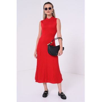 Rochie lunga cu pliuri - din lyocell si matase