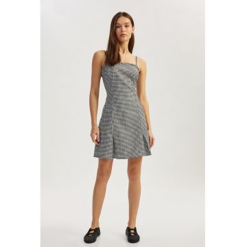 Rochie mini din amestec de bumbac in carouri