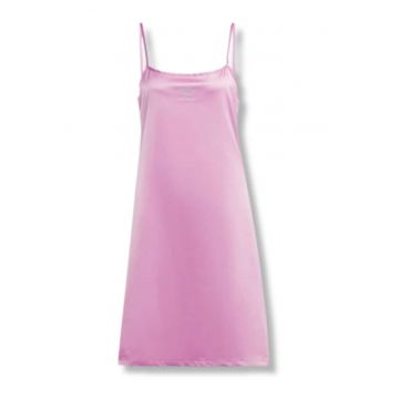 Rochie Satinata Cu Logo Si Bretele -