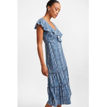 Rochie cu decolteu in V si model in dungi