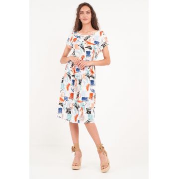 Rochie cu imprimeu si decolteu rotund