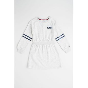 Rochie cu maneci lungi - talie elastica si imprimeu logo