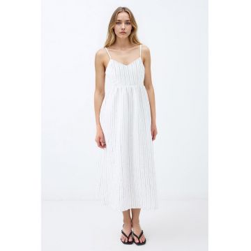 Rochie cu model in dungi si decolteu in V